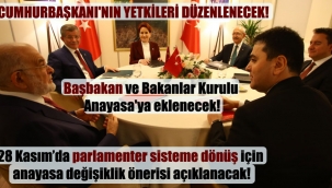 28 Kasım’da parlamenter sisteme dönüş için anayasa değişiklik önerisi açıklanacak!